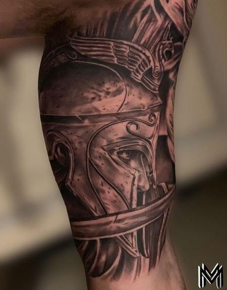 Tattoos - Matt Morrison Gladiator Head - 140828